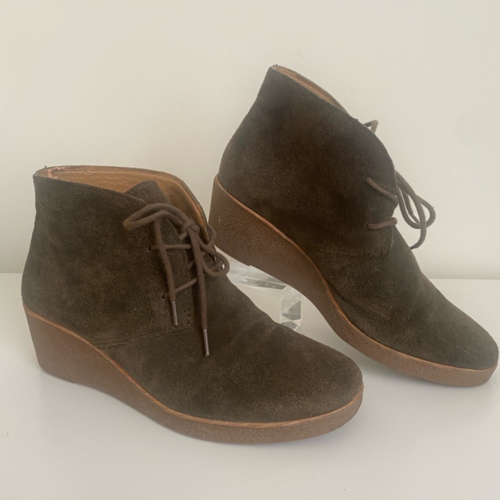 Lucky Brand Junes Wedge Suede Ankle Booties Size 7